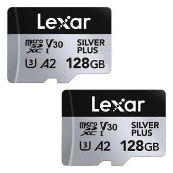 Tarjeta MicroSD Lexar Professional Silver Plus 128GB Pack 2 UHS-I V30 A2