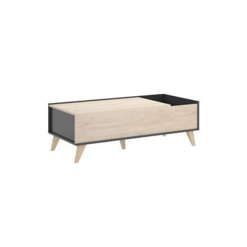 Mesa De Centro Ness Diseño Elevable Grafito/natural 41x99x60 Cm