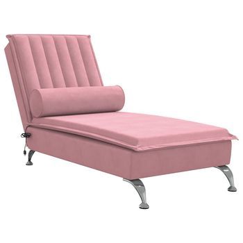 Sofá Diván De Masaje Con Cojín De Terciopelo Rosa Vidaxl
