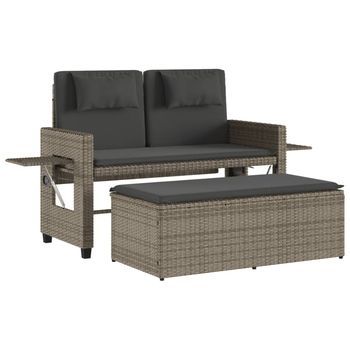 Sillón Reclinable De Jardín | Silla De Jardín | Silla De Exterior Con Cojines Ratán Sintético Gris