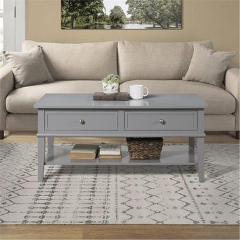 Mesa de centro con 2 cajones en efecto de madera gris
