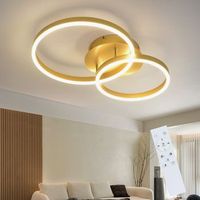 lampara de techo led nettlife regulable para sala de estar color dorado moderna para dormitorio 46 w 2 anillos