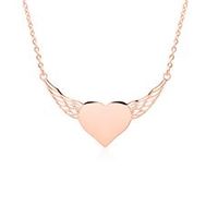cadena corazon alado de acero inoxidable chapado en oro rosa