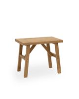 taburete de madera maciza en tono envejecido de 45x55cm