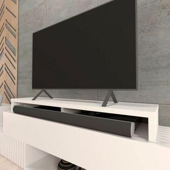Henor Elevador Doble Tv De Madera 140 X 35 X 15 Cm Blanco Mate