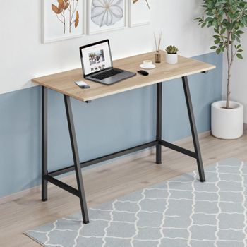 Escritorio estilo industrial marco de acero 100x50x77 cm madera clara