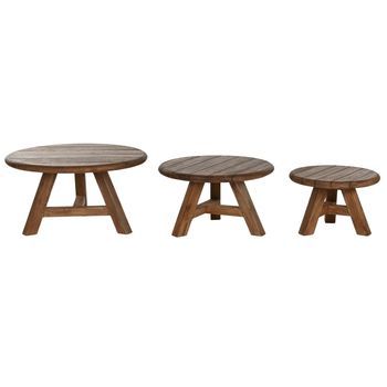 Mesa Centro Set 3 Teca Reciclada 80x80x43