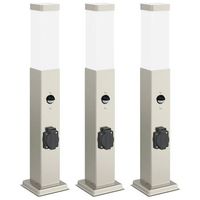 balizas de luz con sensor y toma de corriente 3 unidades 50 cm acero inoxidable ip44 vidaxl
