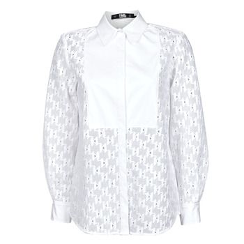Karl Lagerfeld Camisa KL MONOGRAM LACE BIB SHIRT para mujer