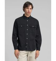 replay para hombre m414700084762g sobrecamisa oxford negro s casual algodon manga corta