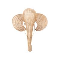 decoracion de pared cabeza de elefante infantil hecho a mano boho ratan claro gruney