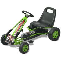 vidaxl kart con pedales asiento ajustable verde