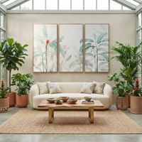 conjunto de 3 cuadros lienzo tropical verde 180x4x120 cm