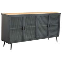 aparador de metal y madera con vidrio 160x36x80h cm - negro