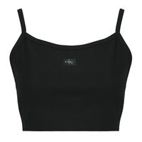 calvin klein jeans camiseta tirantes sl woven label 2x2 baby rib crop para mujer