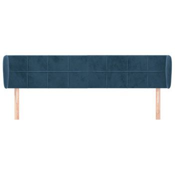 Cabecero Cama Mueble De Dormitorio De Terciopelo Oscuro 163 X 23 X 78/88 Cm Azul M02_0008003