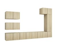 muebles de pared de tv 8 piezas aglomerado color roble sonoma