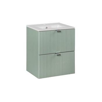 Mueble lavabo individual encastrado paneles de melamina y mdf verde