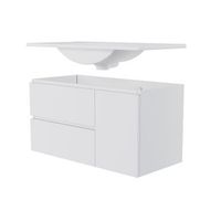 mueble de bano suspendido 91x465x505cm - led sensor 2 cajones lavabo ceramico - blanco