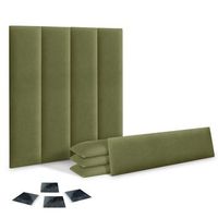 dhome juego de 8 paneles tapizados de tela autoadhesivos para pared acusticos absorbentes proteccion impactos cabeceros verde 60x20cm x8