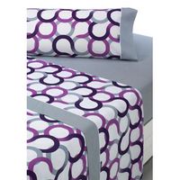 juego de sabanas estampadas aros - 4 piezas - cama 200 - lila - disponible en varios tamanos y colores