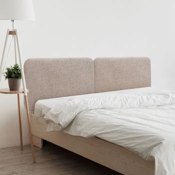 Dhome Cabecero Tapizado Liso Redondeado Tela Para Pared Acústicos Cabeceros Absorbentes Cabezal Cama Dormitorio (arena, 180 Cm Dual)
