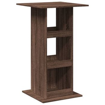 Mesa Alta Bar | Mesa De Bistró Con Almacenaje Madera Marrón Roble 60x60x102 Cm