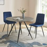 mesa de comedor fitjar redonda 4 personas acero mdf o 100x75 cm - efecto hormigon encasa