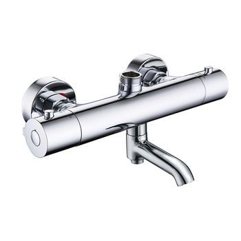 Kibath Grifo Columna Ducha Termostático Con Caño Acabado Cromo Brillo Fabricado En Latón