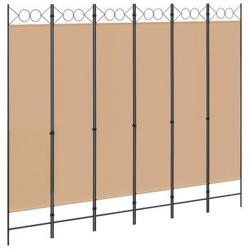 Divisor De Habitación De 6 Paneles Beige 240 X 200 Cm Tela Vidaxl