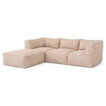 Salón De Jardín Modular De 4 Plazas Beige En Tejido Repelente Al Agua Praiano