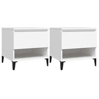 juego de 2 mesitas de noche - mesillas madera contrachapada blanco 50x46x50 cm mc4489