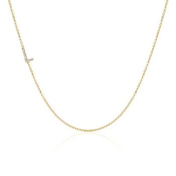 Cadena de letras en oro 14 quilates con diamantes