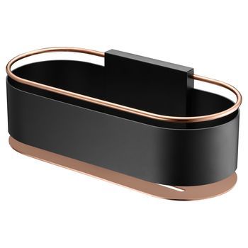 Portasapone Frontal Acero Inoxidable Negro Y Latón Oro Rosa Combinado Adn008