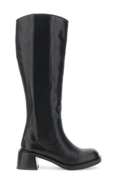 botas de piel con elástico black 38