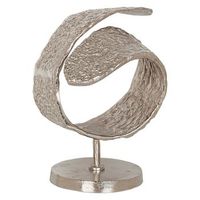 escultura aluminio curvo niquel en base