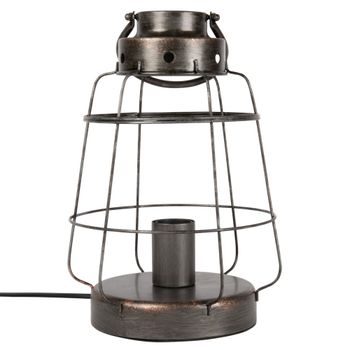 Lámpara farol de alambre gris