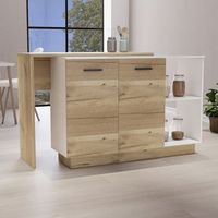 isla de cocina sicilia en melamina con 2 puertas y 3 estantes  multicolor  90 cm  x 150 cm  x 60 cm
