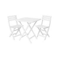 jardin202 - conjunto mesa y sillas balcon  blanco plegable de exterior resistente  jardin patio y terraza  4 sillas  1 mesa   4 sillas  1 mesa