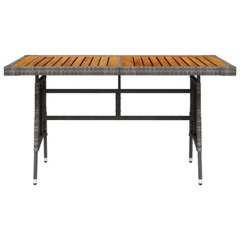 Mesa De Jardín | Mesa De Exterior Ratán Pe Y Acacia Maciza Gris 130x70x72 Cm