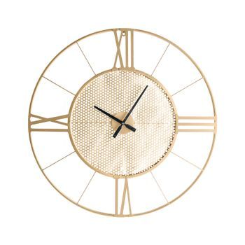 Reloj De Pared Moderno Colgante Estilo Industrial Escandinavo Marco De Metal Dorado Blamere