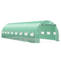 outsunny invernadero de jardin tunel 24m 8x3x2 m - 16 ventanas puerta con cremallera enrollable acero galvanizado cubierta pe verde   aosom espana