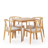 juego de mesa 80x80 cm y 4 sillas de comedor color roble