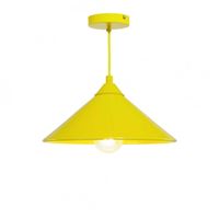 lampara colgante de ceramica con textil y metal amarillo