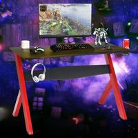 mesa de juegos mesa de ordenador escritorio para juegos con portavasos soporte para auriculares y alfombrilla para raton para sala de juegos de oficina en casa