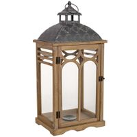 farol de madera marron 30x23x64h cm