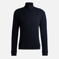 boss bodywear lounge waffle-knit quarter-zip jumper - xl
