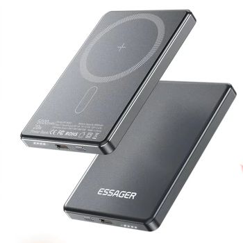 ESSAGER KR-W002 Banco de energía inalámbrico magnético de 15W 5000mAh Batería externa Fuente de alimentación con 1 entra