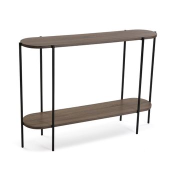 Consola de entrada en aglomerado efecto madera y metal marrón y negro