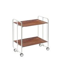 carrito auxiliar con ruedas  bauhaus armazon blanco 2 bandejas color cedro